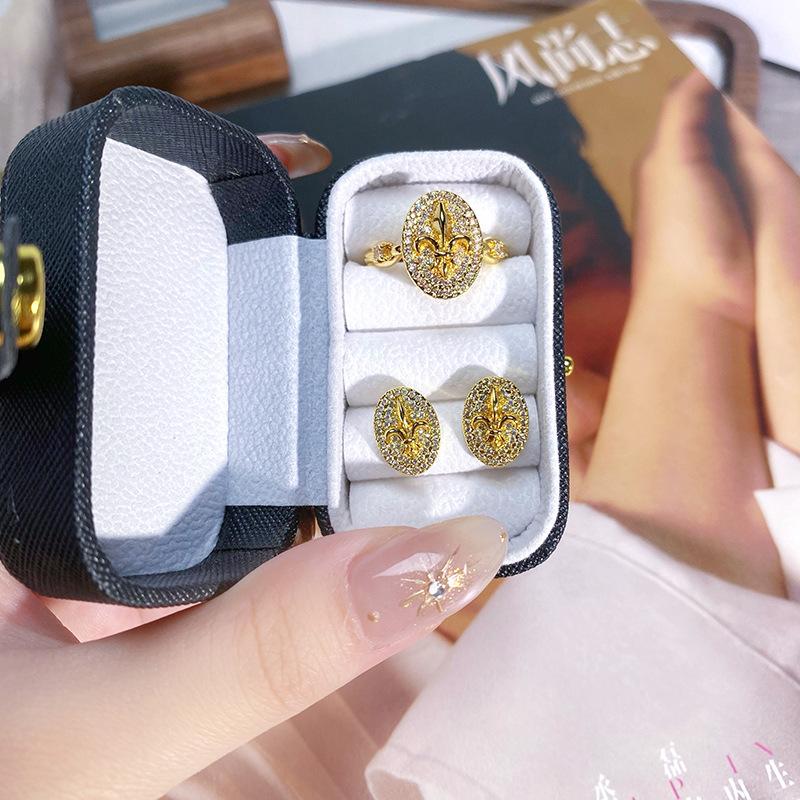 Весна и Лето Французское Ретро Ожерелье Ирис Женские Высокое Чувство Легкая Роскошь Цветочные Серьги-Пуссеты Винтажное Цыганское Кольцо