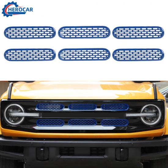 6 Pack Front Grille Mesh erts Trim Cover For Ford Bronco 2/4 Door Blue +