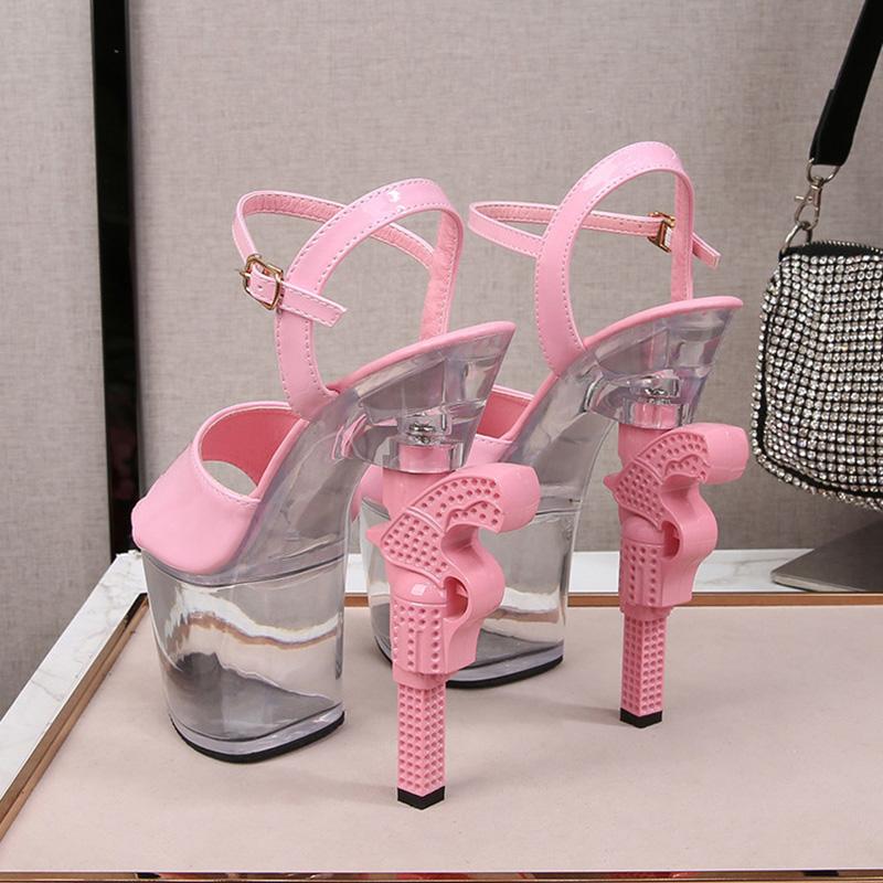 Woman's Shoes Transparent  Sandals Super High Heels Performance Nightclub Shoes 10365 Series 17cm Heel 7cm Platfrom LFD