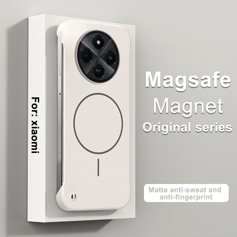 Ультратонкий безрамочный магнитный чехол для Redmi 14C Magsafe Беспроводная зарядка Жесткий ПК Матовый Ударопрочный Чехол для POCO C75 Накладка