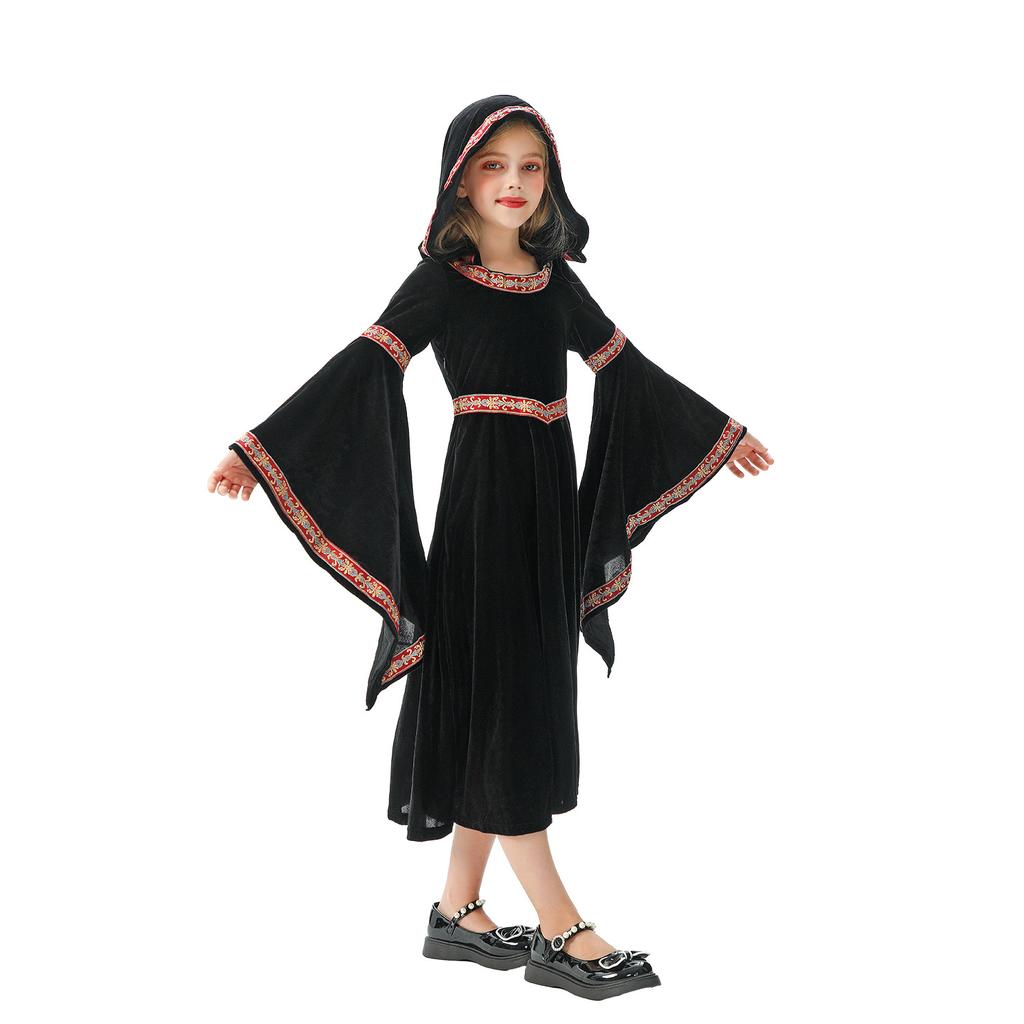 Halloween Children's Costume Vintage Court Children's Costume Witch Little Red Riding Hood Medieval Renaissance Dress