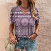 Ethnic Printed Summer Women's T-Shirt Short Sleeve Fashion V-Neck Tee Shirt Casual Harajuku Outdoor T Shirt for Ladie Streetwear