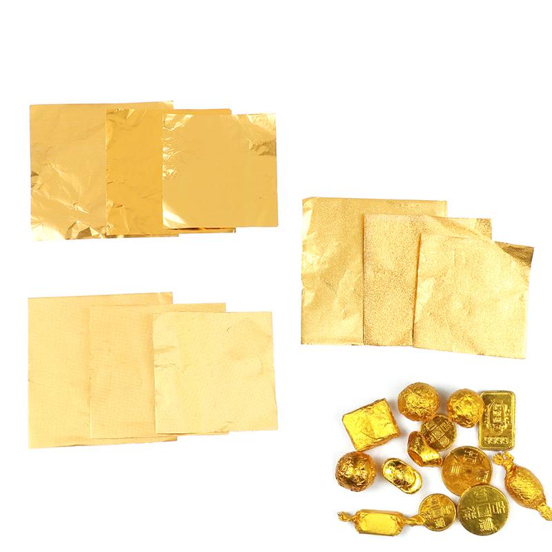 100 шт. Бумага для конфет Алюминиевая фольга Бумага для конфет Шоколадная обертка Золотая бумага