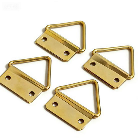 Gold Double Hole Triangle Metal Picture Frame Hook for Horizontal Hanging