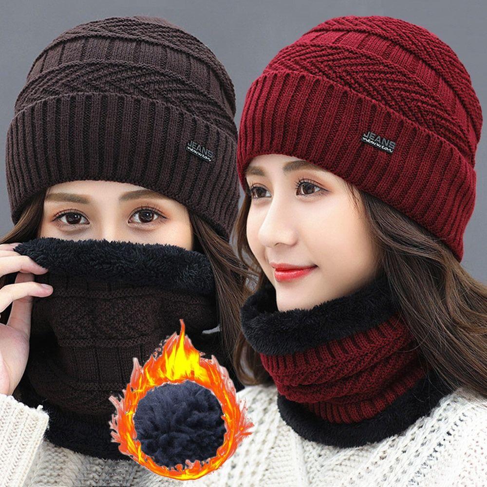 Warm Thermal Soft Neck Scarf Cap Beanie Hat Scarf Knitted Hat Balaclava