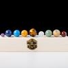 Faux Crystal 9 Planets Ball Solar Sun System Rock with Wooden Box Realistic Looking Quartz Stones Beads Desktop Decoration