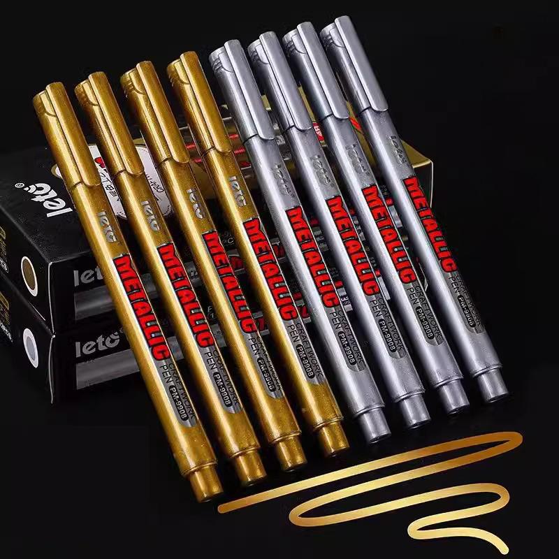 2pcs Gold & Silver Metal Markers Waterproof Quick Dry Water-Based Paint Pen for Greeting Card DIY Drawing And Signature