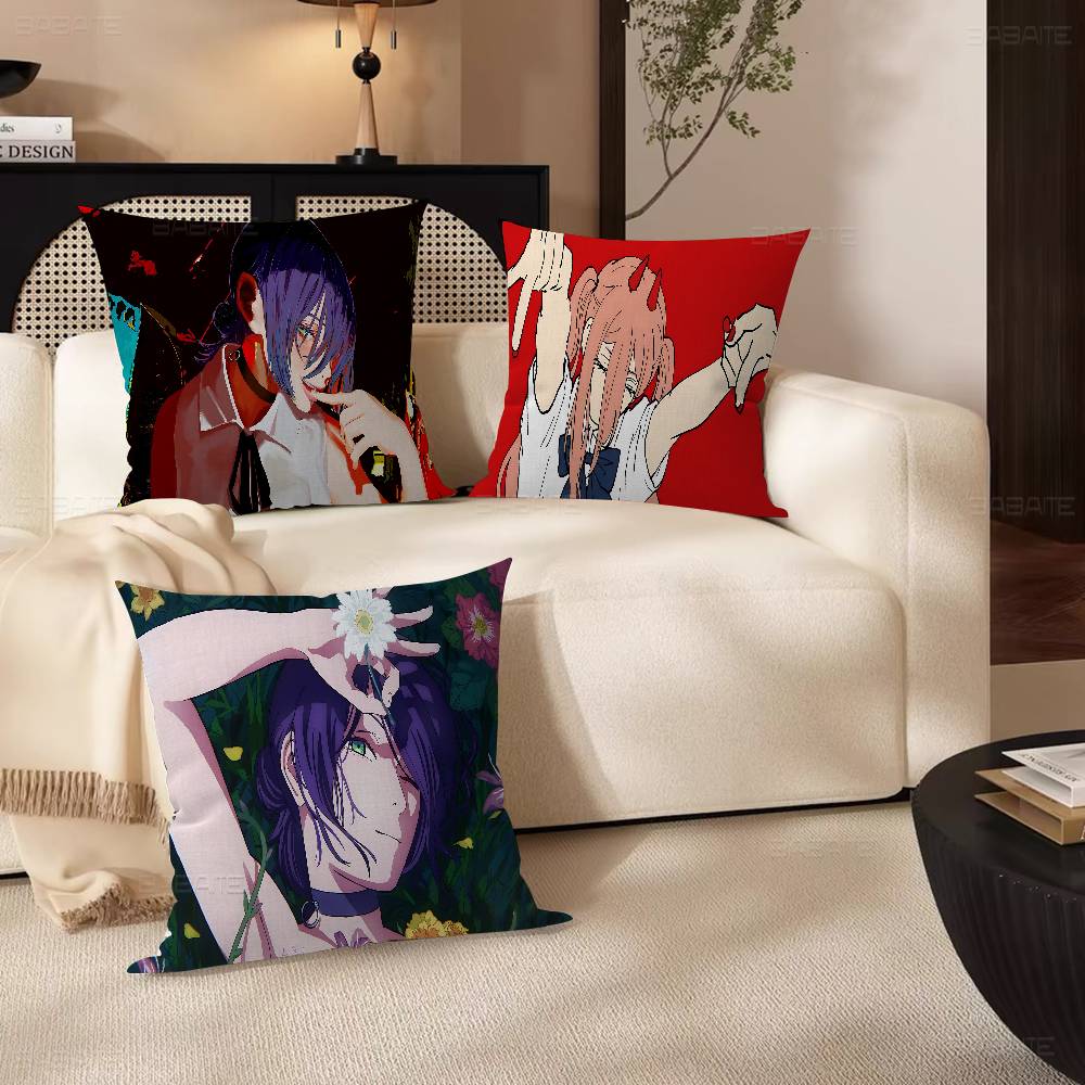Hot Reze C-Chainsaw M-Man Decorative Room Aesthetics Pillow Case Home Decor Bedroom Sofa Bed Couch Pillow Cover 45x45
