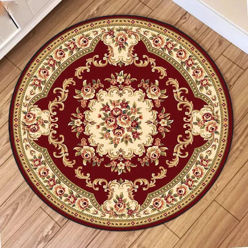 Классический круглый ковер Blossom, сложный цветочный медальон на малиновом фоне с богемным ковриком для пола для традиционной моды гостиной