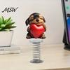 Vivid Character Car Interior Accents Cute Cat/Dog/Elf Dashboard Decorations with Spring Swing Design, Double-sided 2D Flat Acrylic Decorative