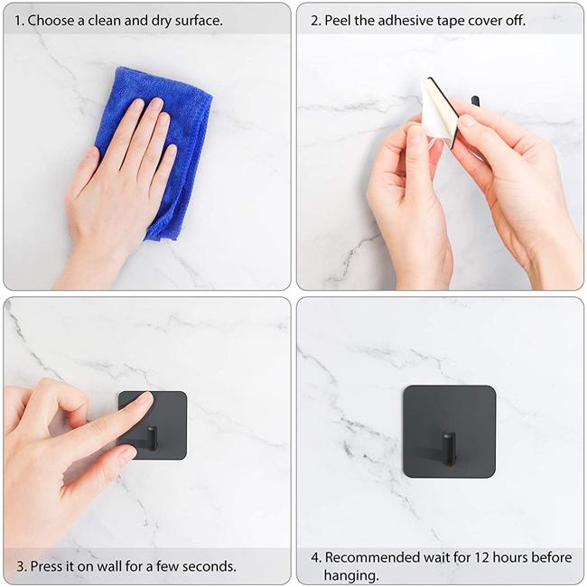 Original Wall Hangers Without Nails Heavy Duty Adhesive Towel Bathrooms Bathroom Mounted Black Metal Hook Hooks