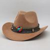 Шляпа от солнца Шляпа джаз Замша Высокое качество Весна и лето Европейский и американский стиль Шерстяная ковбойская шляпа Этнический стиль Шляпа с закатанным верхом