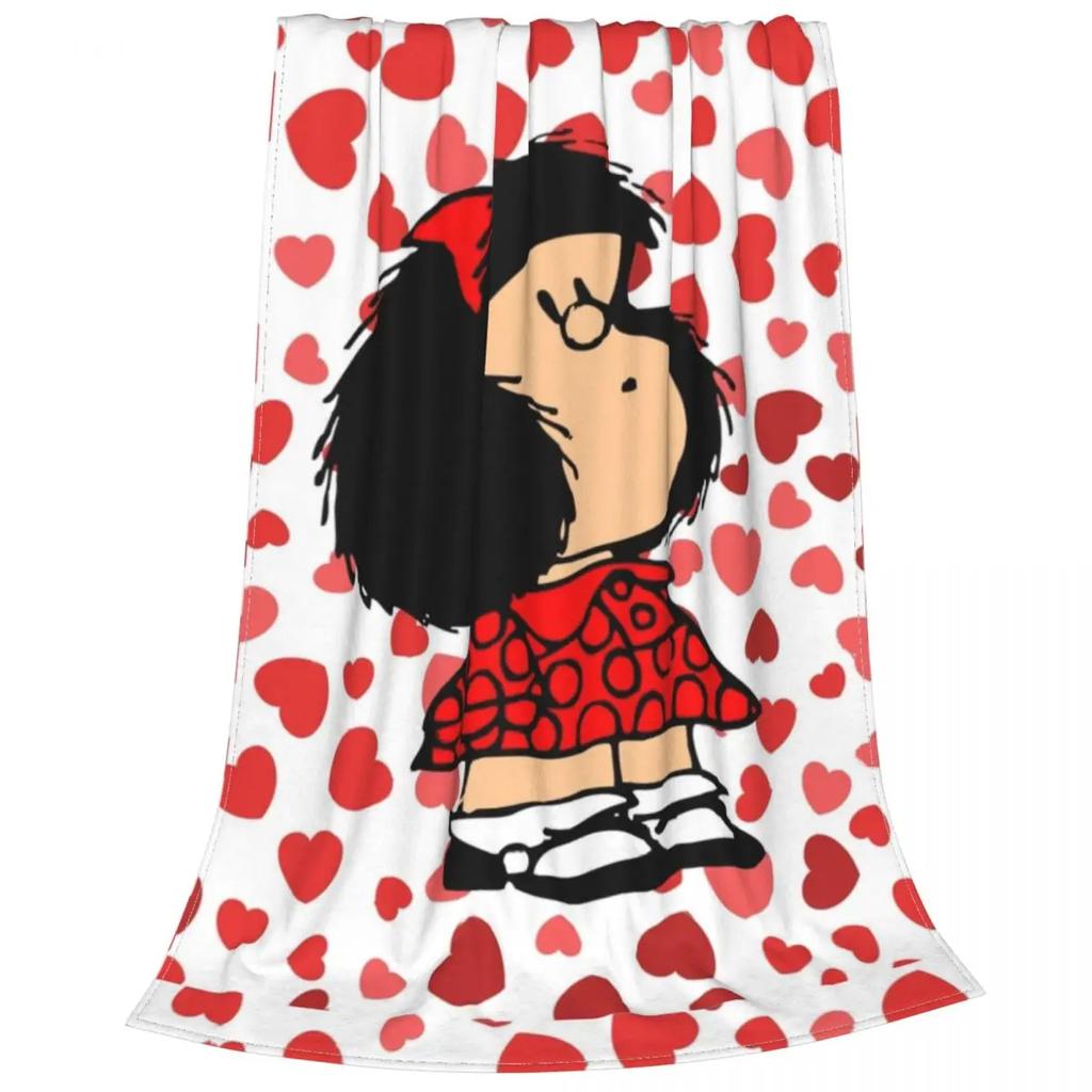 Флисовые пледы Mafalda Heart Мультяшные Аниме Креативные пледы для дома Отеля Дивана 125*100см Покрывала