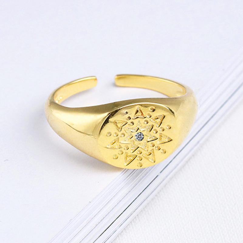 ANENJERY Золотые кольца с нижним сердечком для женщин, простое индивидуальное регулируемое кольцо с цирконом, ретро-ювелирные изделия