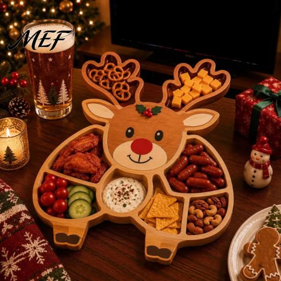 Serving Plates for Cookies Nuts Christmas Snack Tray, Divided Holiday Appetizer Platter, Cute Snowman/Tree/Penguin/Cow Shaped Seasonal Party