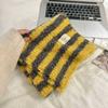 Seasonal Woolen Scarf Ladies Warm Wind Couple Vintage Contrast Stripe Knit Scarf Women