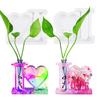 Diy Silicone  Mold Love-shaped Photo Frame Flower Arrangement Device Desktop Decoration Epoxy Resin Die (including 3 Transparent Test Tubes)