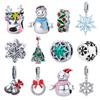 Рождественские подвески из стерлингового серебра 925 пробы, снежинки, снеговик, рождественские елочные бусины, подходят для изготовления ювелирных изделий из серебра 925 пробы