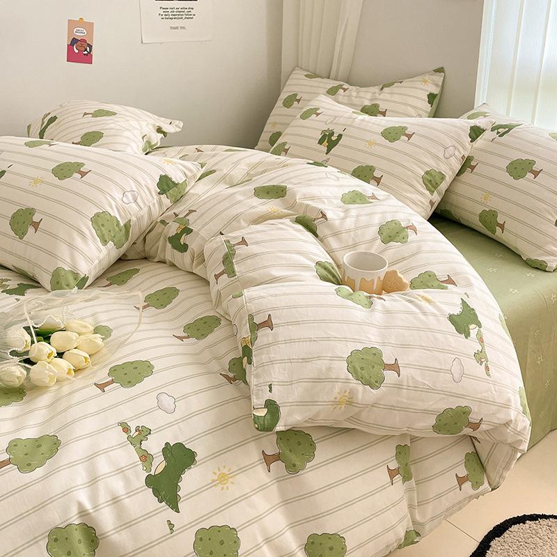 Комплект простыней из чистого хлопка, комплект простыней, постельное белье, пододеяльник для студенческого общежития из чистого хлопка, пододеяльник из трех предметов