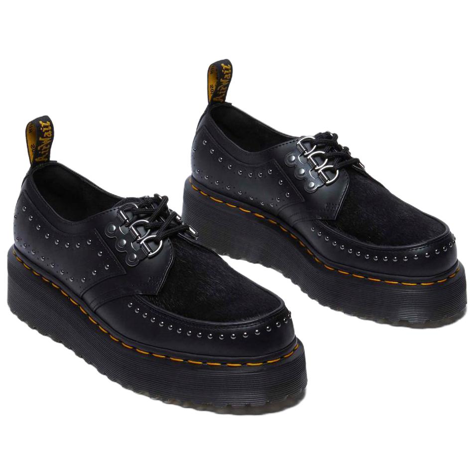 Dr. Martens Leather Comfortable Lace-Up Low-Top Casual Shoes Unisex Casual Shoes Black 32088001