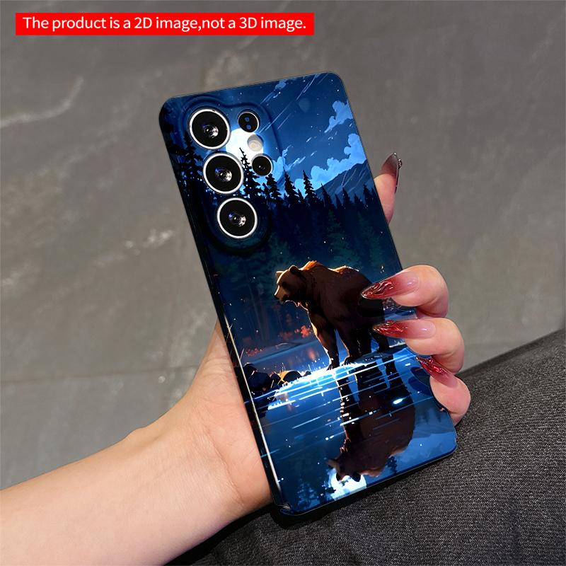 2DFlat Samsung phone case Moonlit Bear by the Lake Applicable to Galaxy S23 S24 S25ULTRA S26 A12 A14 A15 A16 A54 A55