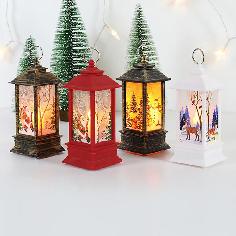 Рождественский орнамент светодиодная лампа настольная подвесная Санта-Клаус лось фонарь рождественские огни