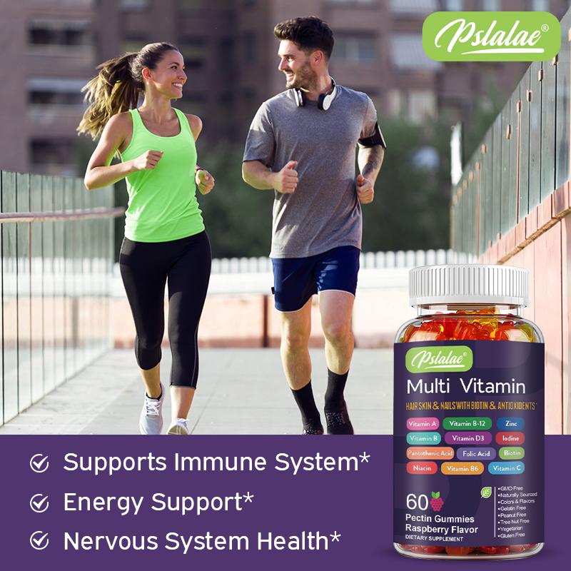 Biotin gummies, containing a mixture of vitamin B6, zinc, and iodine, 100 gummies, suitable for adults.