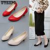 Женские повседневные туфли с закрытым носком, весенние однотонные рабочие туфли на среднем каблуке с круглым носком