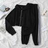 3PCS Casual Sports Suit Spring Summer Hooded Sweater Jacket Vest Jogging Sweatpants Women Three-piece Suit Athletic Girl