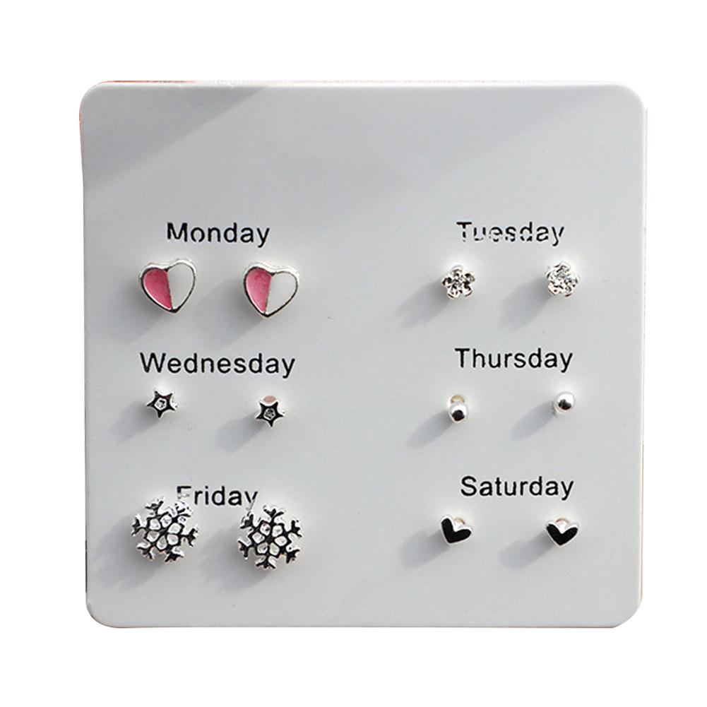 Серьги-гвоздики разных форм, набор из 6ти пар