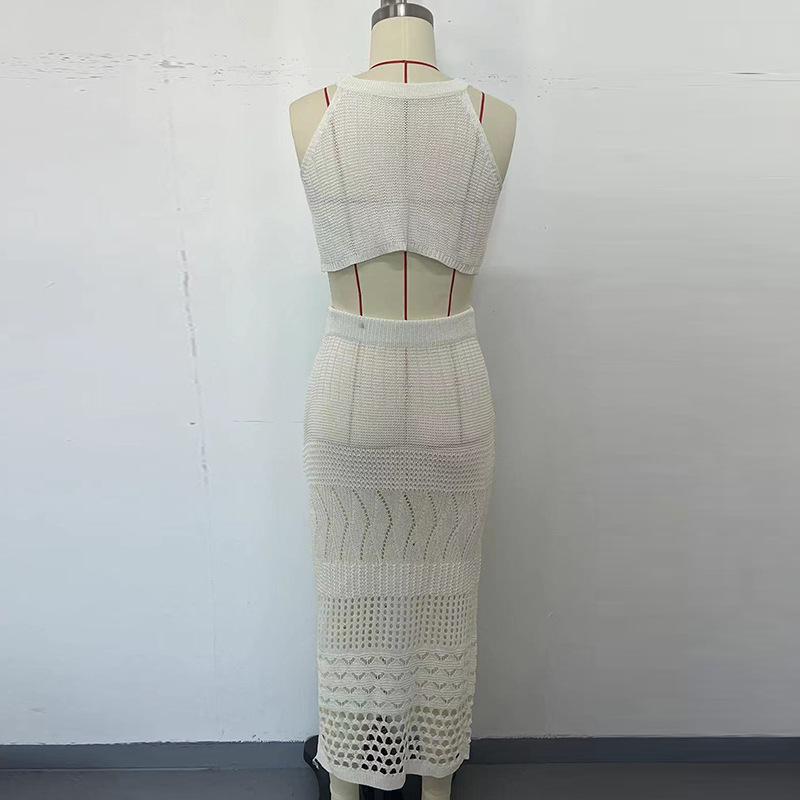 2024 Женская облегающая пляжная юбка средней длины с разрезом и накидка на бикини