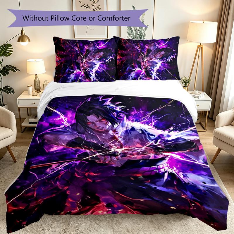 Game Role Naruto Duvet Cover Set - Without Core & Quilt, Lightweight Machine Washable, Anime Style Gaming Bed Set