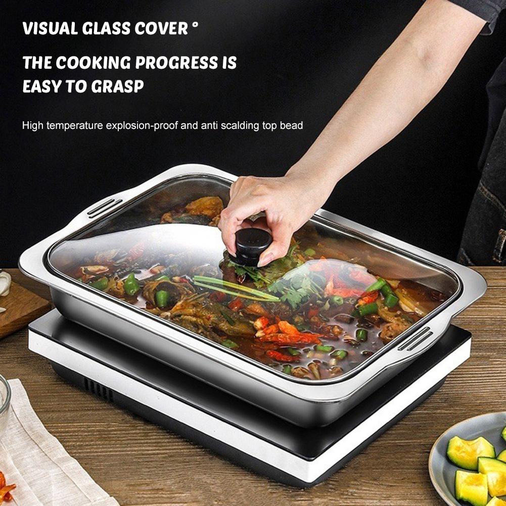 Большая емкость из нержавеющей стали глубокая тарелка для рыбы как газовая, так и индукционная плита барбекю жареная говядина поднос для еды блюдо для морепродуктов тарелка для барбекю