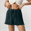 Женские модные однотонные повседневные фактурные безкарманные удобные эластичные шорты с иглой
