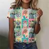 Женская футболка с принтом мультяшных животных Harajuku с короткими рукавами и круглым вырезом, повседневные футболки