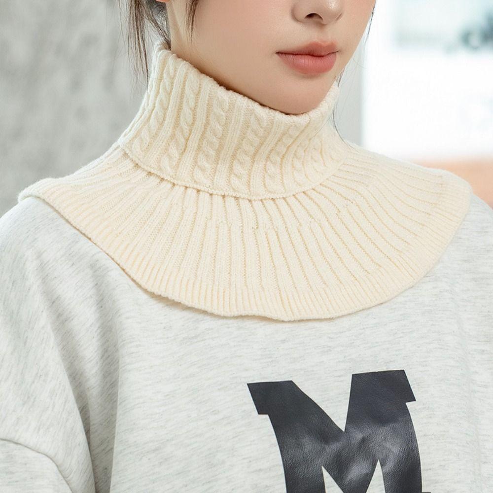 Solid Color Wraps Knitted Bib Warm Scarf Wool Scarf Simple Turtleneck Fake Collar  Autumn Winter