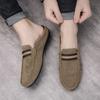 Men's Mules Lightweight Suede Casual Shoes New Men Lazy Leisure Breathable Half Support Slippers Slip On Walking Shoes Moccasin