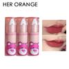 HER ORANGE~Bear Heart Fluffy Mist Lip Glaze Matte Velvet Lip Slime Matte White Lipstick Women