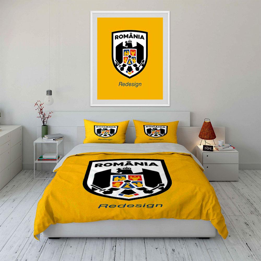 Romania Logo Yellow Bedding Set Bedding Duvet Cover Set Duvet Cover Pillowcases (1 * Duvet Cover 2 * Pillowcases, without duvet insert)