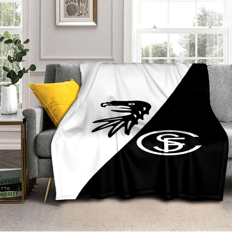 Red White Stripes With Crest Blanket Lightweight Ideal Bedding Blanket Perfect for Travel, Camping, Living Rooms, Offices, Sofas, Fan Christmas gift