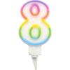 Bougie D'anniversaire Chiffre 8 - Multicolore - Support En Plastique - Hauteur 7.8 Cm