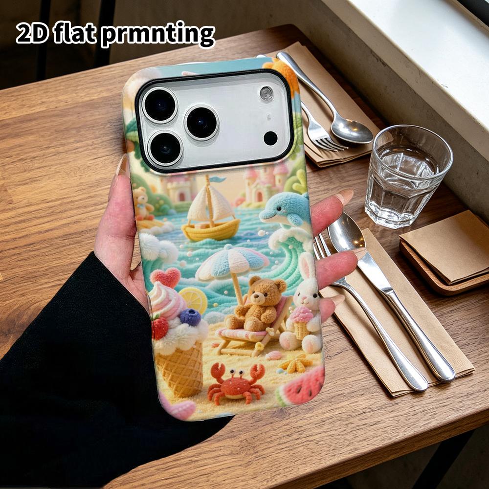 Phone Case: 2D flat, fits iPhone 18, 17, 16, 15, 14, 13, 12 Pro protective case, summer beach, perfect Christmas and Halloween holiday gift