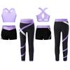 Kids 3 Piece Dance Outfit Tracksuit Girls Cross Nack Tank Sport Bra with Yoga Pants Leggings Ballet Shorts Set