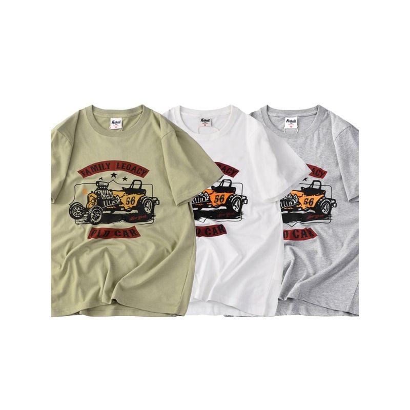 American Retro Print Pure Cotton Short-Sleeved T-shirt Men's Summer 2024 New Arrival Trendy Base Shirt Export Cotton T-shirt