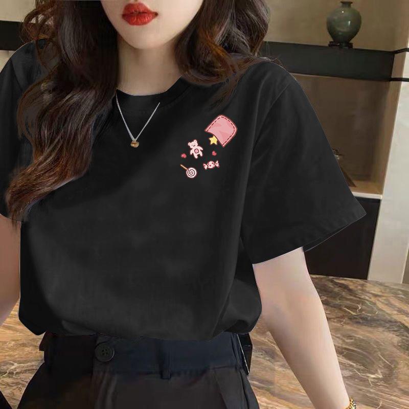 GMXIA Белая футболка с коротким рукавом для женщин, летняя свободная футболка с принтом для леди