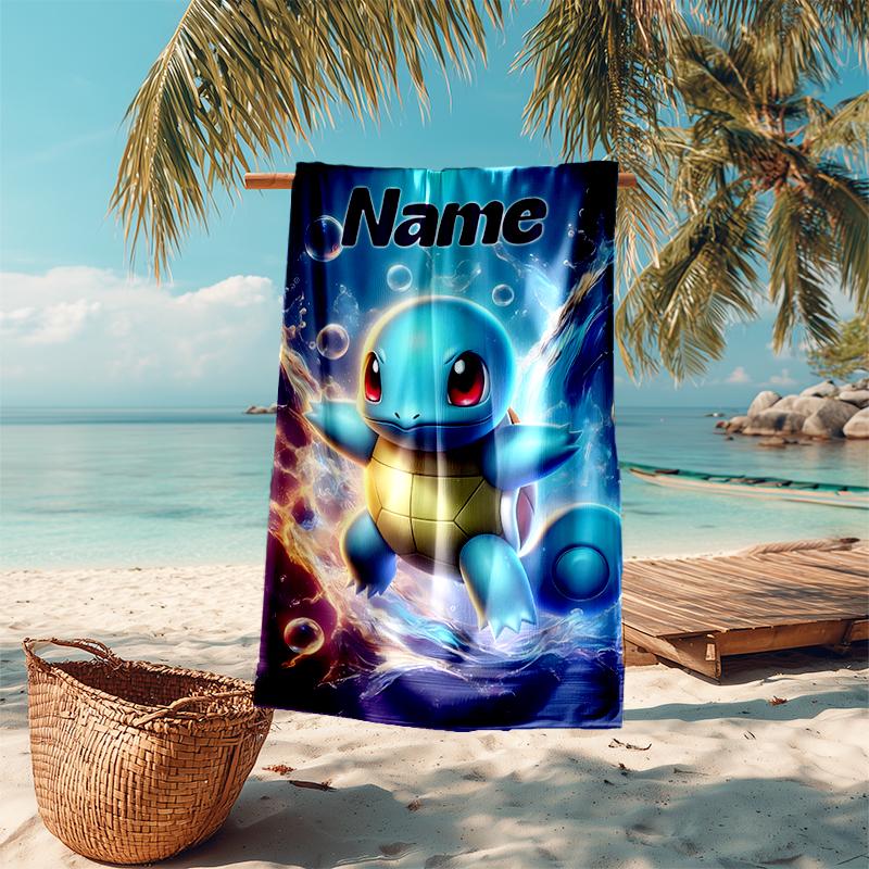 Personalized customized proof beach towel with Pokémon pattern - soft, absorbent,quick-drying,perfect swimming,camping&bathing