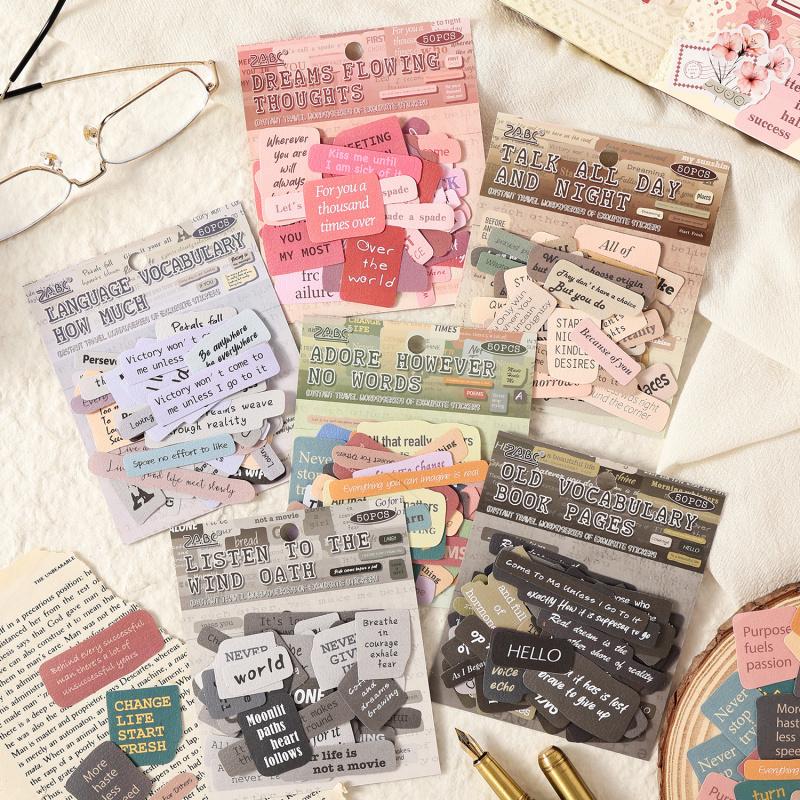 50Pcs Colorful English Letter Sticker Pack Vintage Alphabet Decor Stickers For DIY Scrapbook Journal Album Craft Supplies