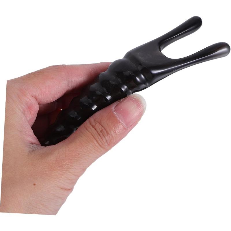 Портативная черная роговая массажная палочка - Мини-инструмент Гуа Ша для лица, глаз и шеи, Акупрессурная терапия при усталости глаз, Прочная и компактная для дома