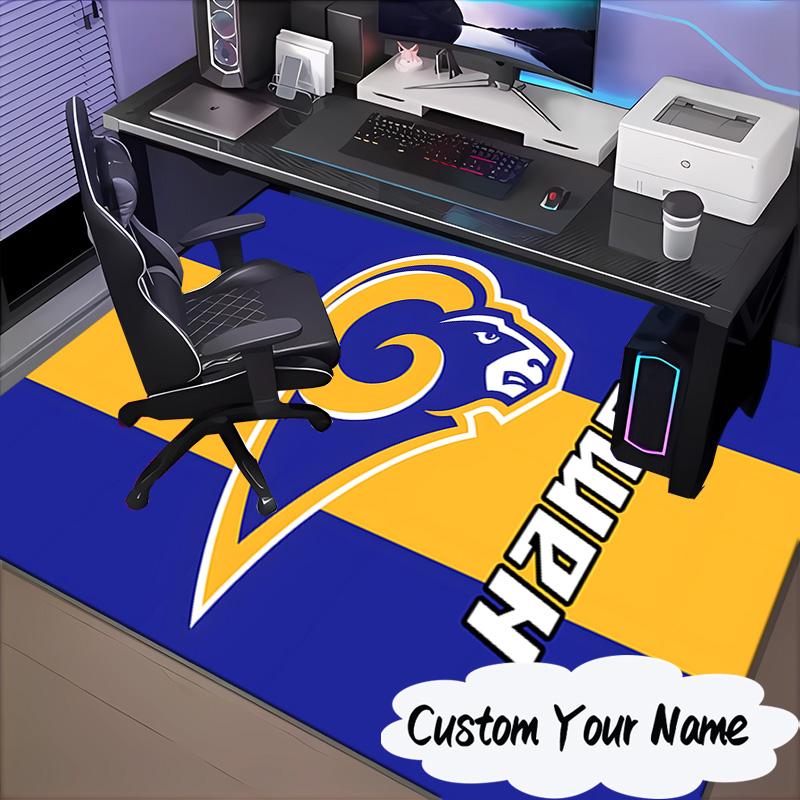 Custom Name Rams Team Spirit Rug for Living Room, Game Rooms, Office, Bedroom, Floor Mat Playful Design, fan gifts Christmas decor