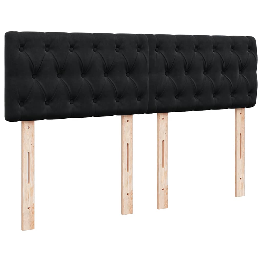 Box Spring Bed with Mattress Black 140 x 190 cm Velvet